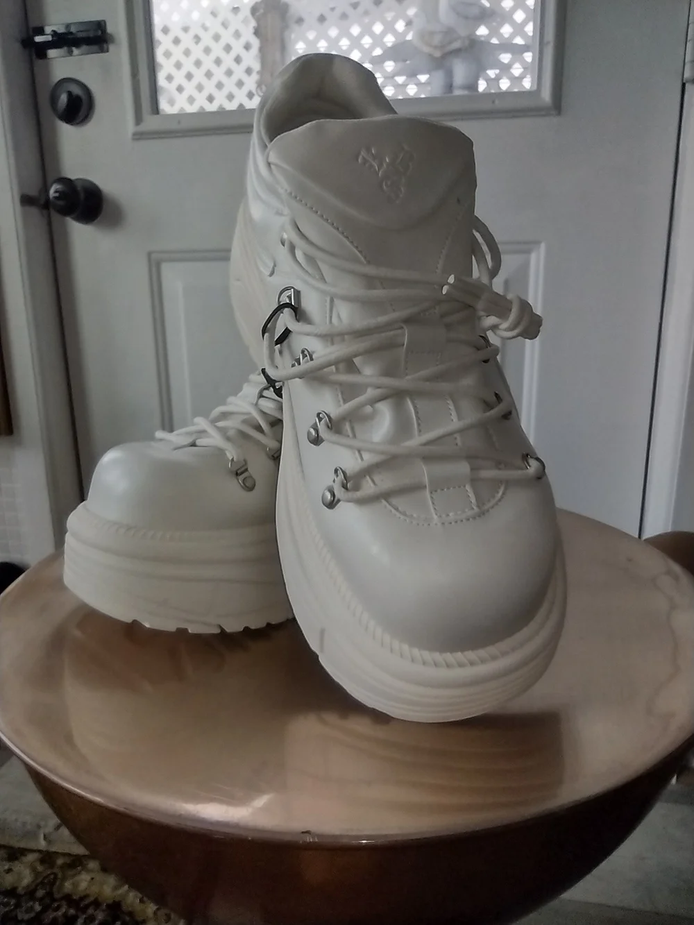 Bershka White Chunky Platform Lace-Up Sneakers